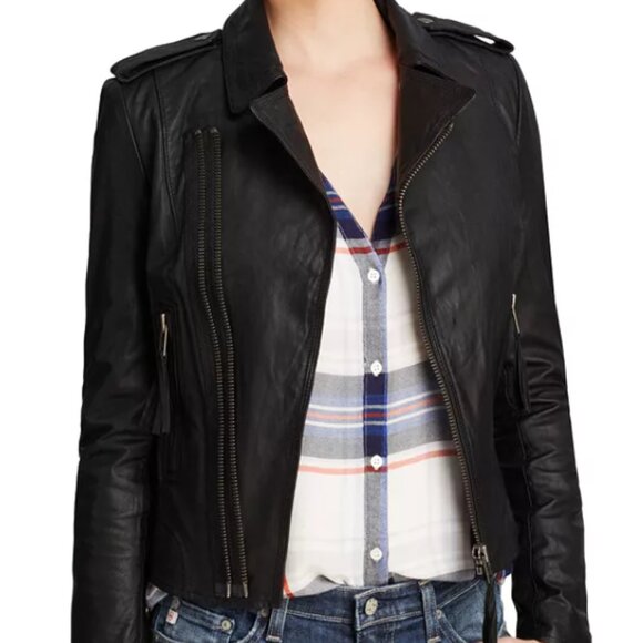 Joie Ailey Leather Motorcycle Biker Jacket Lambskin, Small - Picture 2 of 11